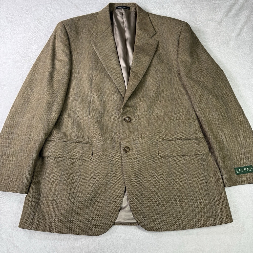 Lauren Ralph Lauren Blazer 42R 100% Wool Sport Coat Herringbone NEW